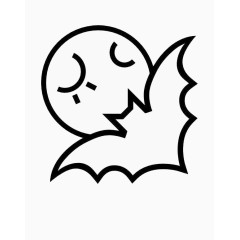 万圣节的月圆之夜蝙蝠的轮廓图标