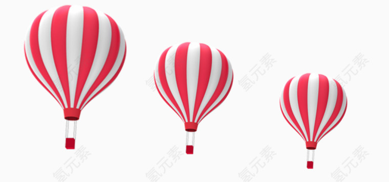 红白相间上升的热气球