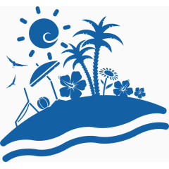夏日元素沙滩元素简易画卡通手绘装饰元素