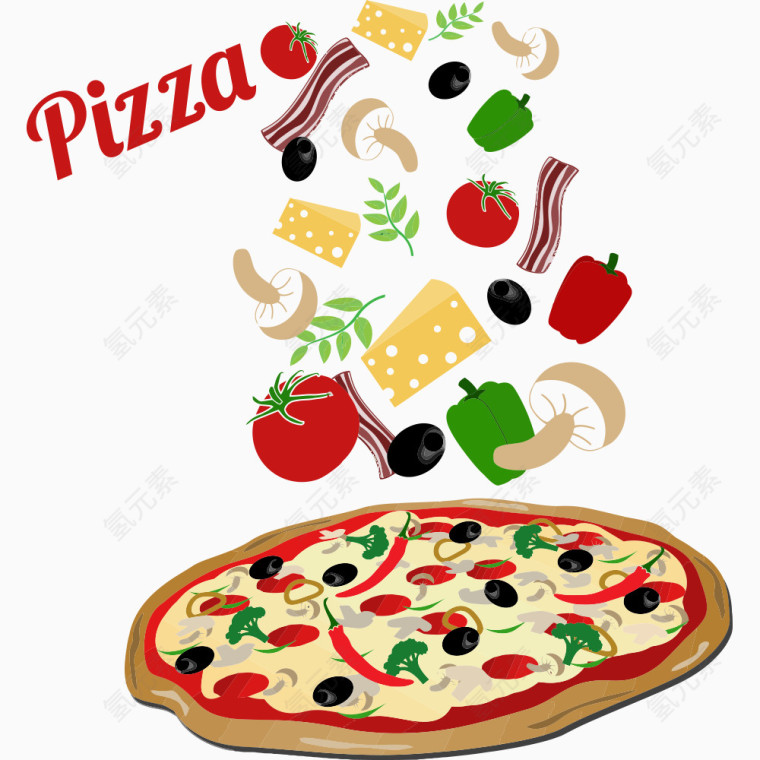 卡通蔬菜披萨