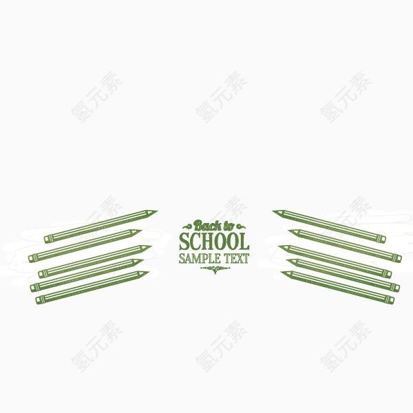 开学季 绿色  英文字母 铅笔