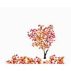 卡通树木及落叶