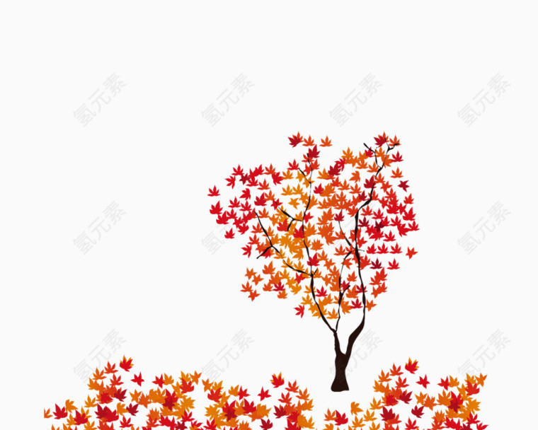 卡通树木及落叶