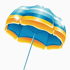 卡通手绘蓝色沙滩伞