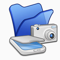蓝色文件夹扫描相机图标