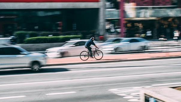 自行车,模糊,汽车,城市,骑单车的男子,路,车辆,快,免費的照片,免费
