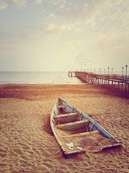 船,海难,搁浅,海洋,沙,码头,坞站,地平线,景观,失去了,海,海边,