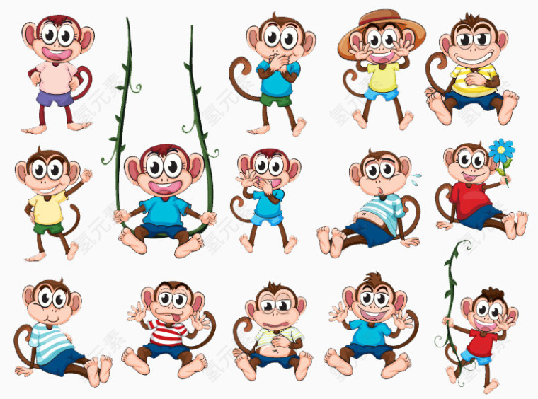 14款卡通猴子矢量