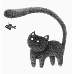 手绘猫和鱼
