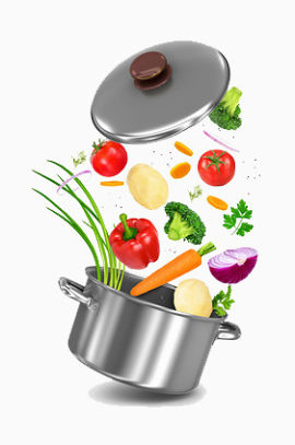 锅子里的蔬菜