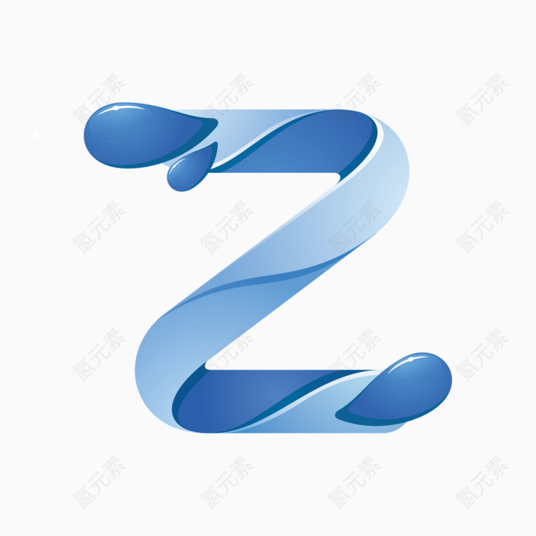 蓝色水纹字母字体Z
