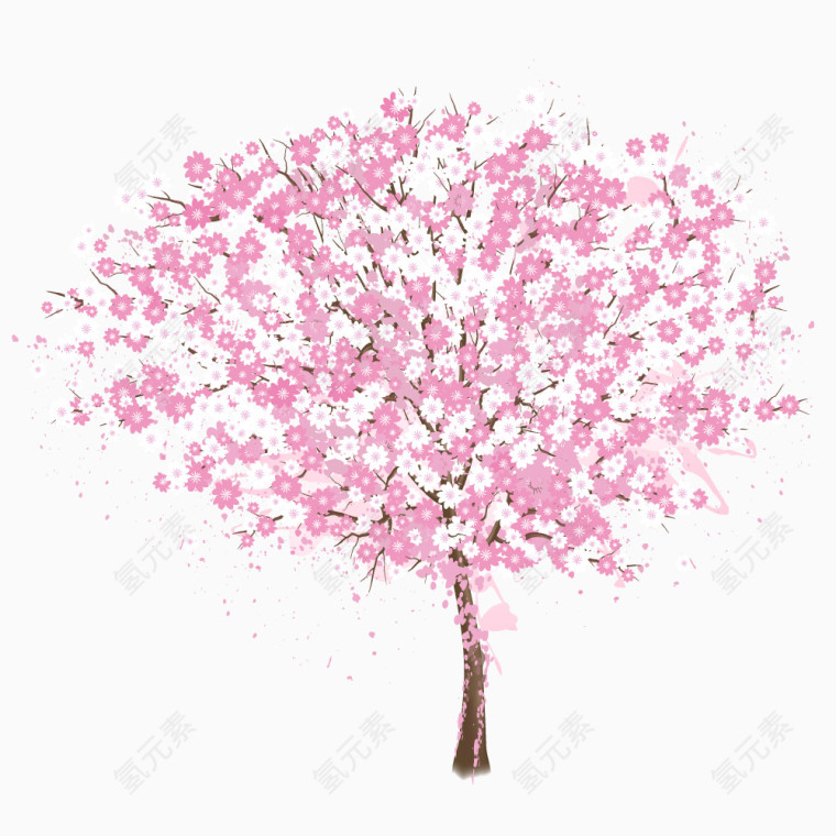 手绘粉色桃花树