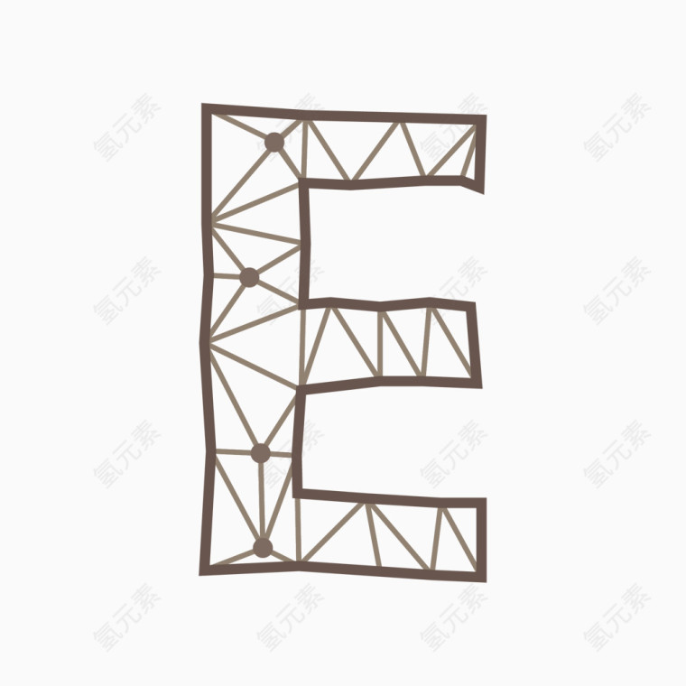 线框三角形几何字母E
