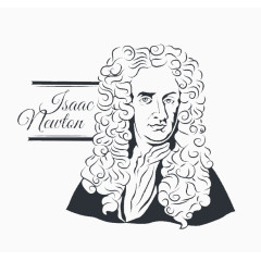 手绘牛顿肖像矢量素材