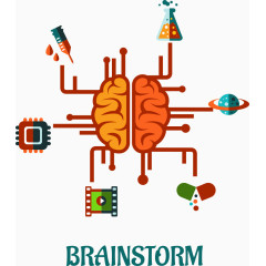 矢量彩色商务大脑