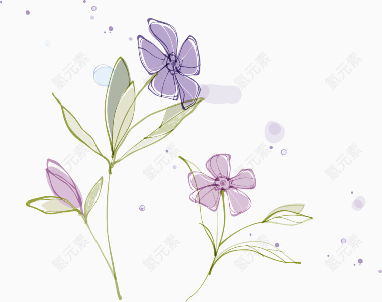 水彩简洁紫色花卉