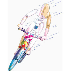骑自行车卡通手绘装饰元素