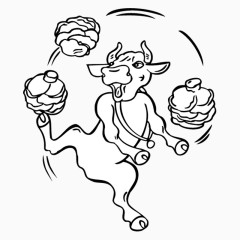 卡通手绘动物奶牛