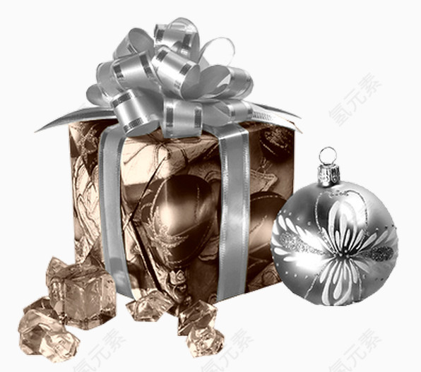 银色丝带礼物盒