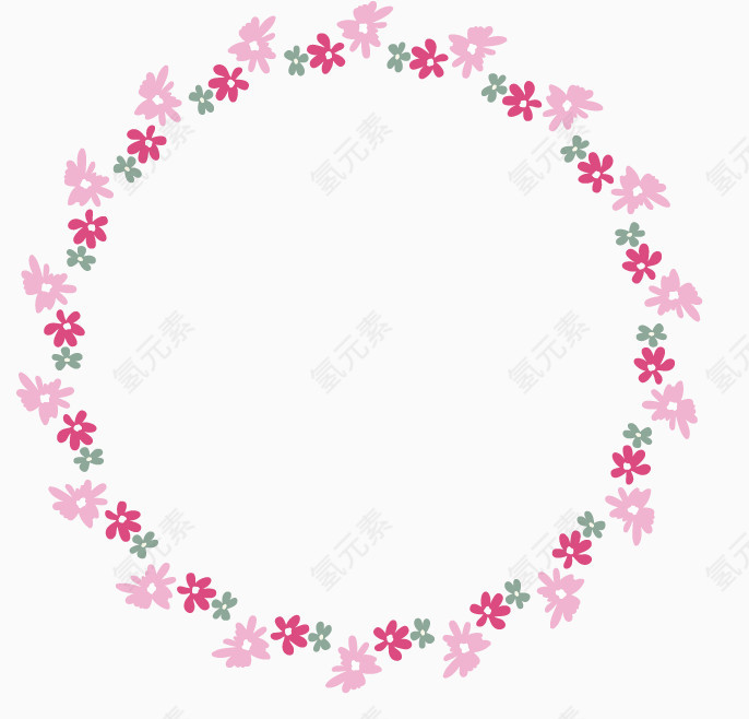 粉色小花圆环边框