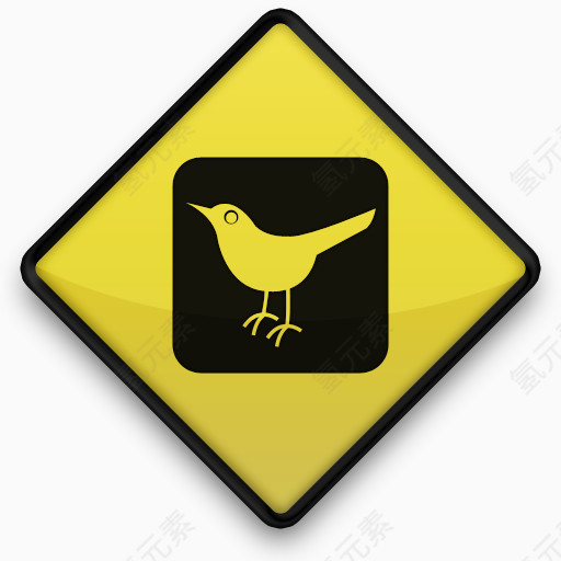 鸟标志推特黄色的路标