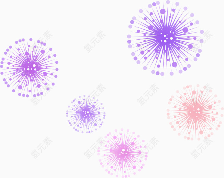 紫色清新烟花漂浮