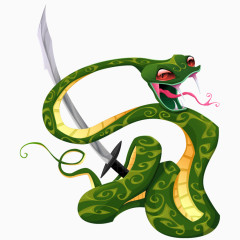 卡通动物蛇舞剑