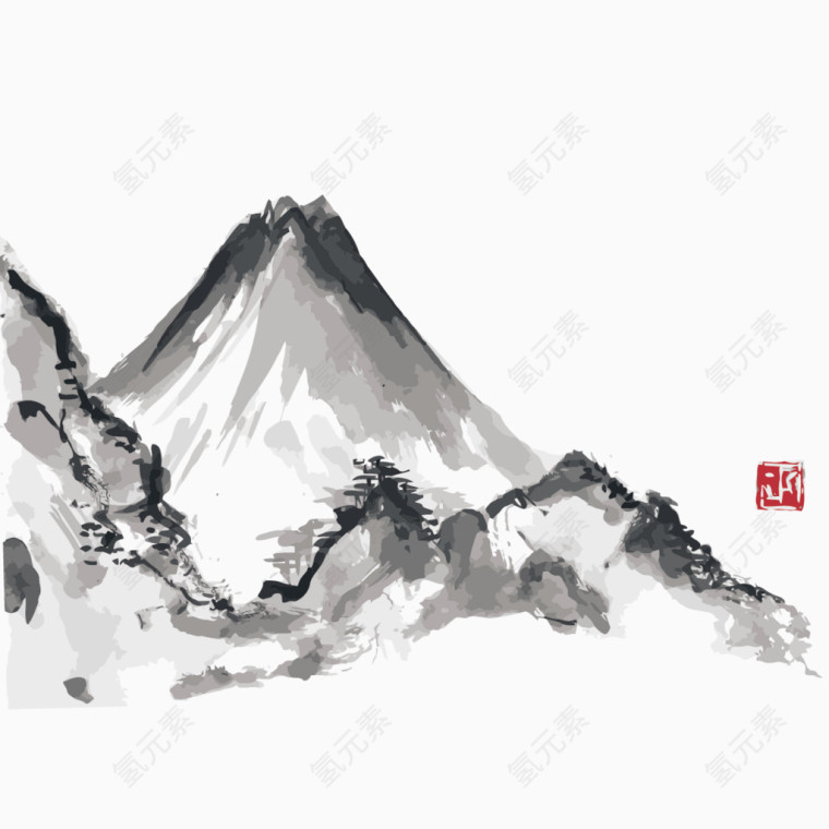 矢量水墨山