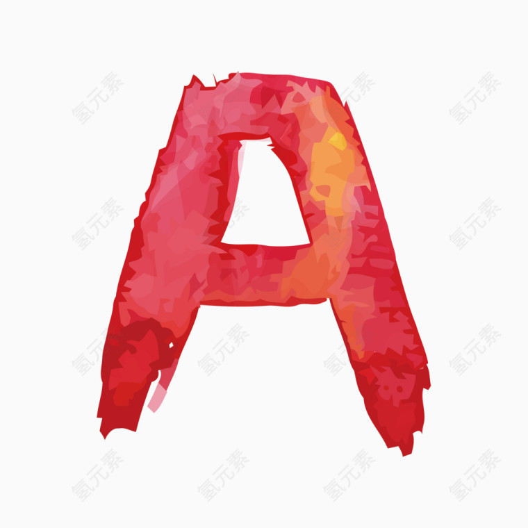 红色水彩字母字体A