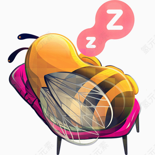 卡通手绘睡觉的小蜜蜂
