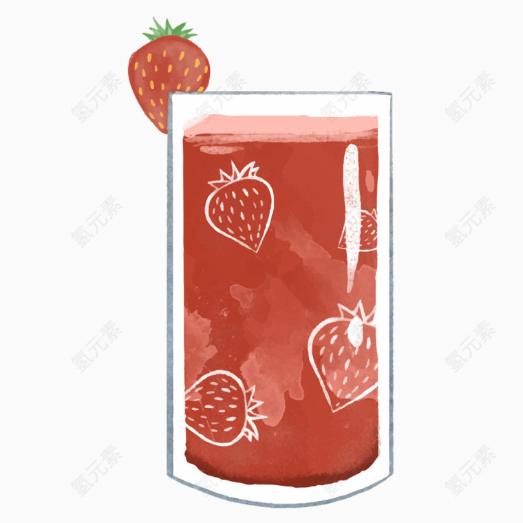 手绘风草莓汁