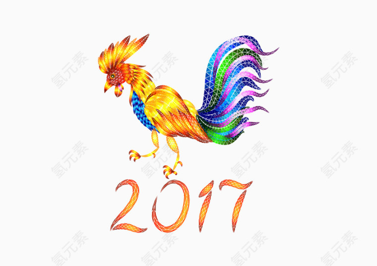 2017新年快乐装饰元素鸡年