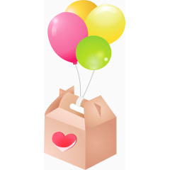彩色气球和盒子卡通手绘