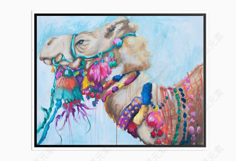 中堂画素材手绘挂画素材 骆驼装饰画