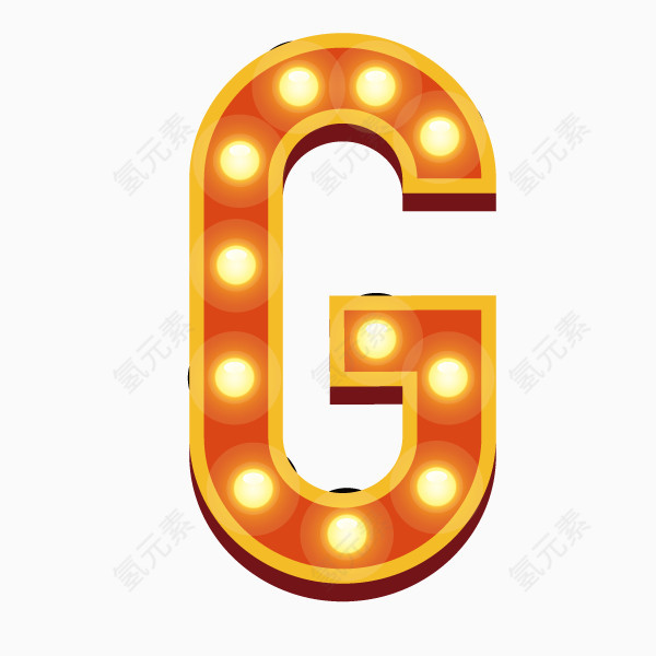 数字字母 字母G 霓虹灯字体