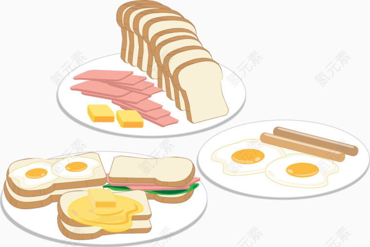 早餐鸡蛋三明治矢量食物素材
