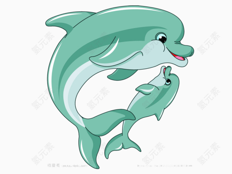 卡通手绘可爱的海豚