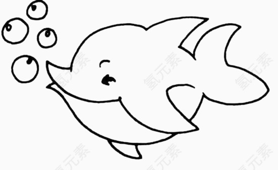 简画线条卡通动物金鱼