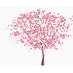 矢量手绘粉色樱花树