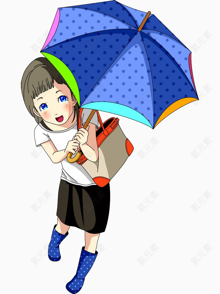 打雨伞的小女孩