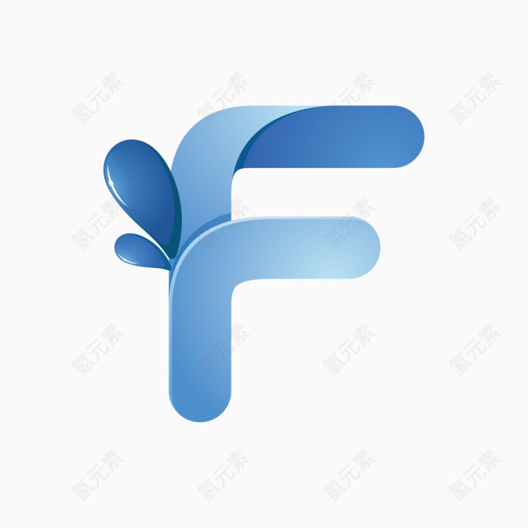 蓝色水纹字母字体F