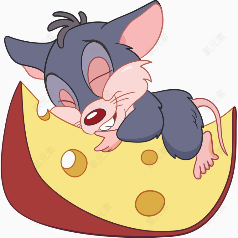 抱着奶酪睡着的老鼠