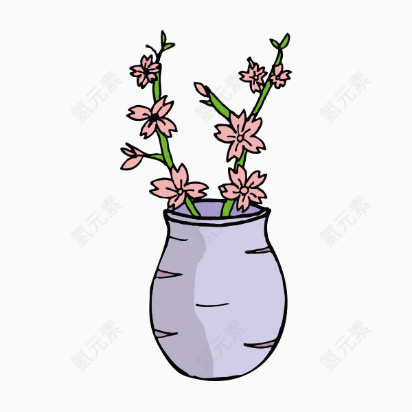 手绘卡通花卉植物盆栽
