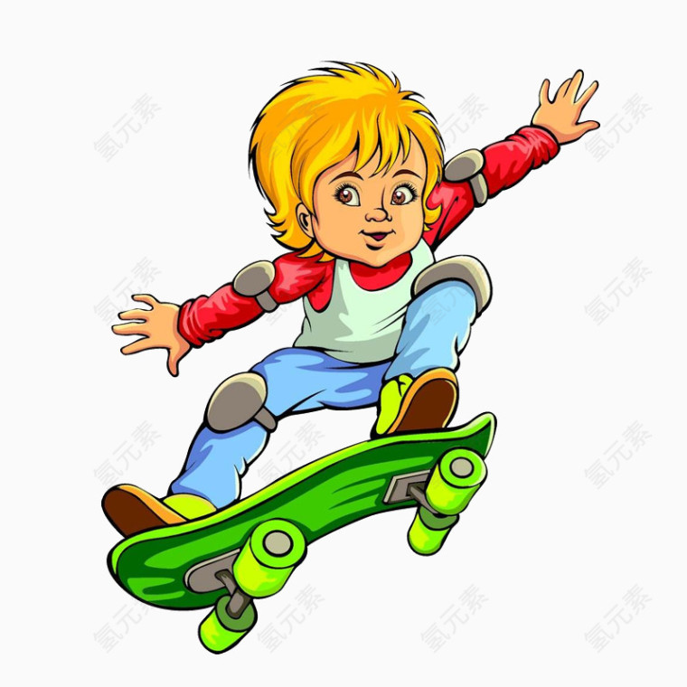 黄头发的男生在玩滑板