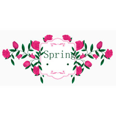 春季玫瑰花标签矢量图