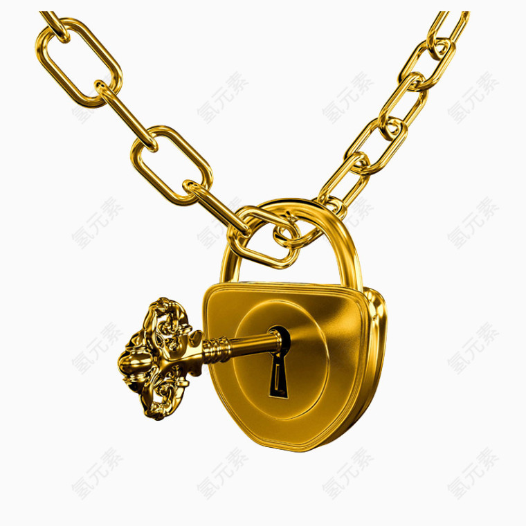 金色链条钥匙锁