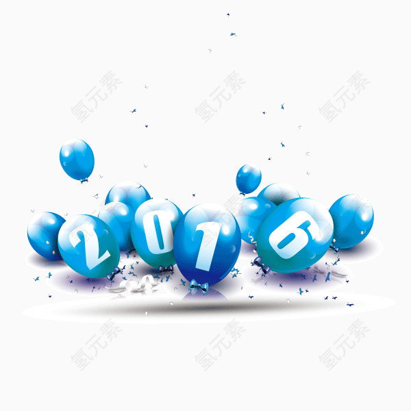 2016  气球 蓝色字体 气球体