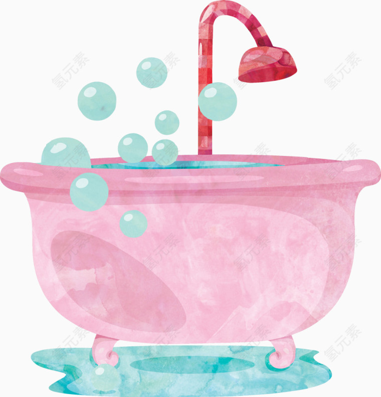 创意水彩浴盆