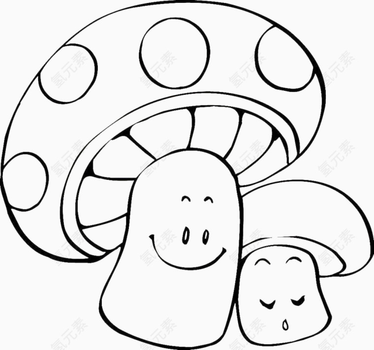 简画线条卡通蘑菇