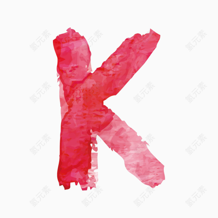 红色水彩字母字体K